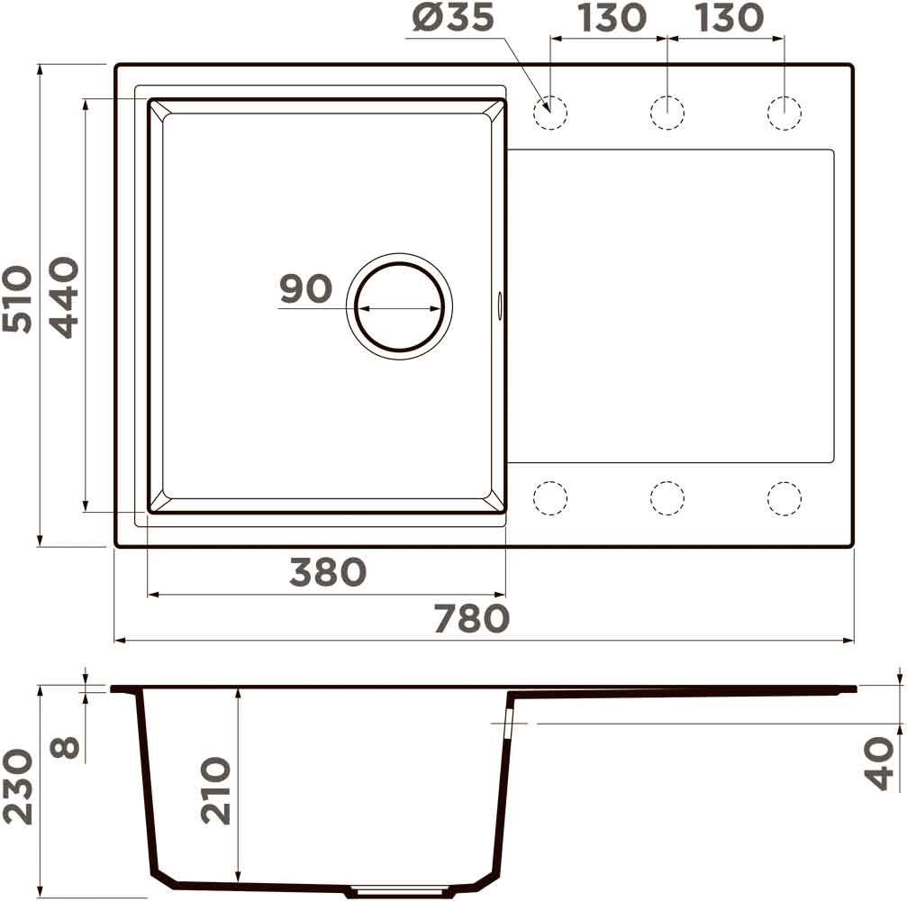 Мойка кухонная Omoikiri Daisen 78T WH 4993522 Tetogranit, белый