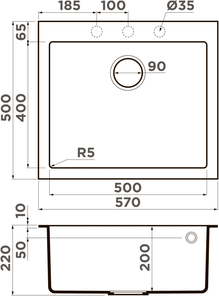 Мойка кухонная Omoikiri Bosen 57 ES 4997209 Tetogranit, espresso